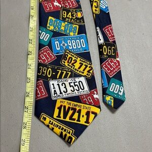 Colorful License Plate Patterned Tie
